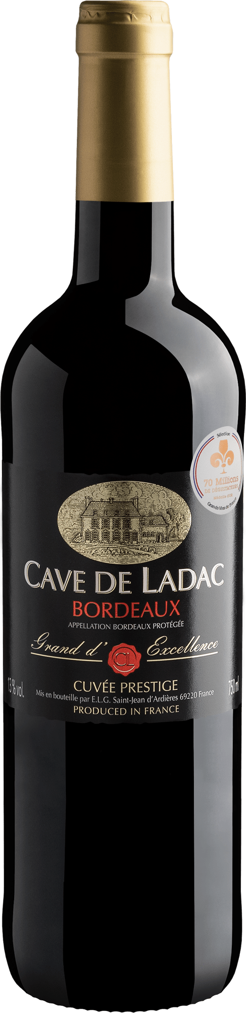 Garrafa do vinho Cave de Ladac Grand d'Excellence Cuvée Prestige Bordeaux AOP